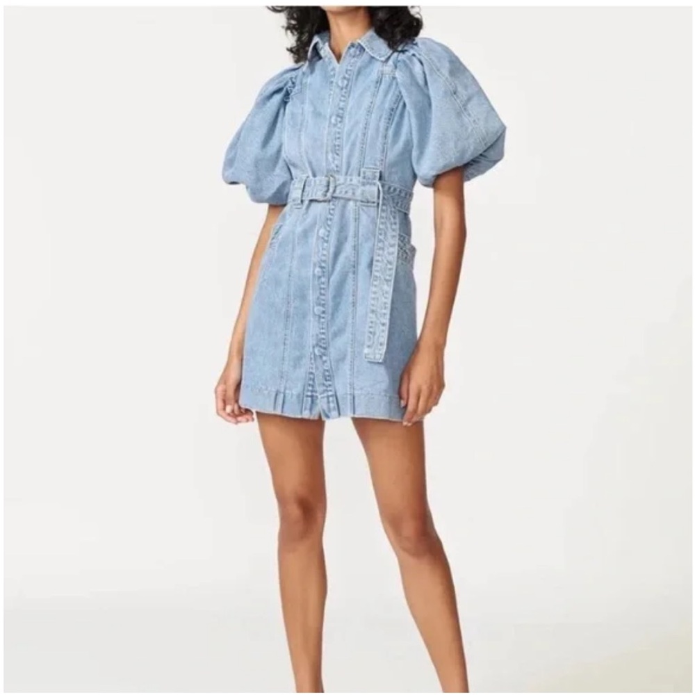 Aureta Studio Celia Puff Sleeve Denim Mini Dress, Anthropologie, Free People